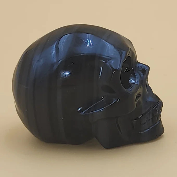 Black Agate Skull