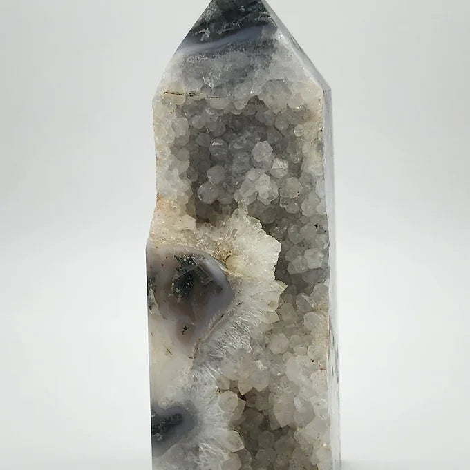 Druzy Moss Agate Tower