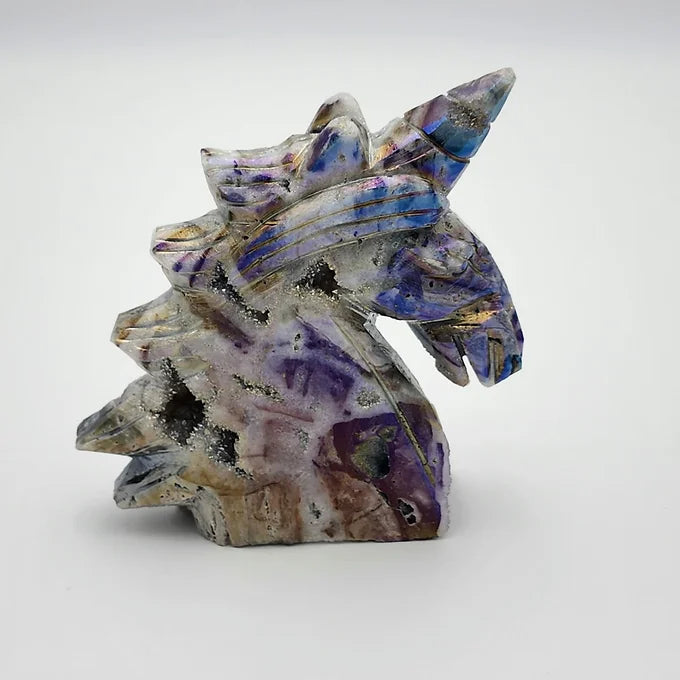 Sphalerite Unicorn Head with Aura Plating